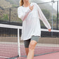 Mineral Washed Round Neckline Long Sleeve Top